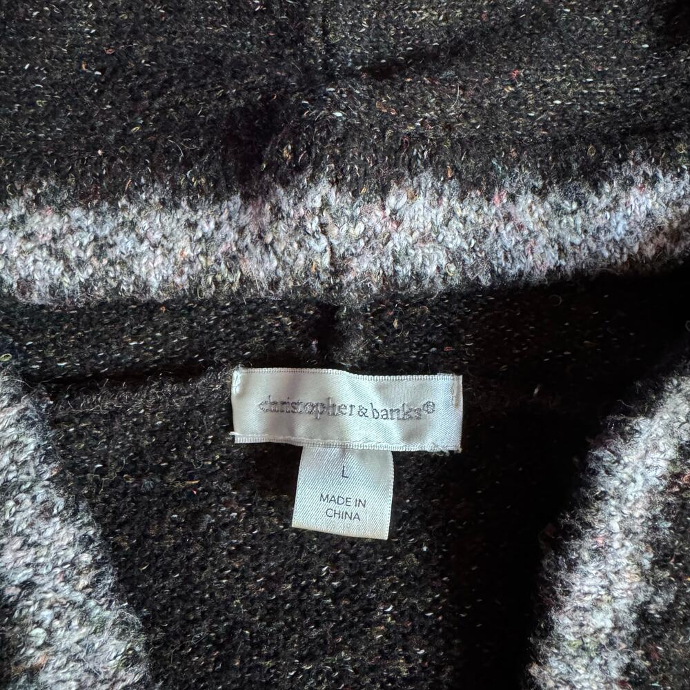 Christopher & Banks Hooded Knit Sweater Women’s L Brown Gray Flecked Pullover - Picture 6 of 8